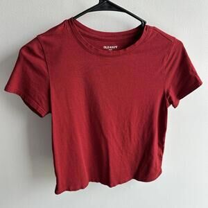 Old Navy Red Short Sleeve Bestee Cropped T-Shirt, Size S